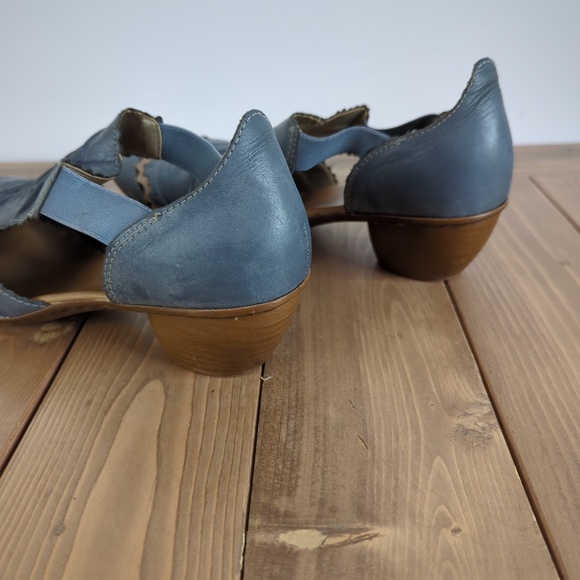 Rieker Blue Leather Heels Shoes Sandals - Picture 8 of 12